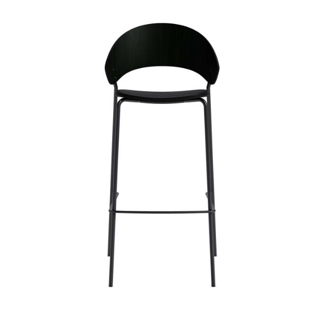 Dosina barstol med klädsel - 75 cm - Svart ek m. svart läder