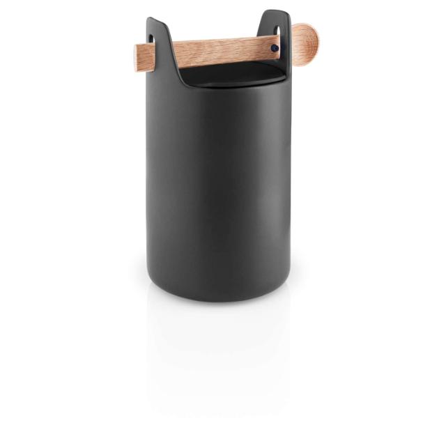Toolbox förvaringsburk - 20 cm - med sked och lock, svart