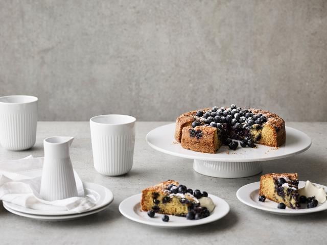 Gâteau aux myrtilles, ricotta et polenta