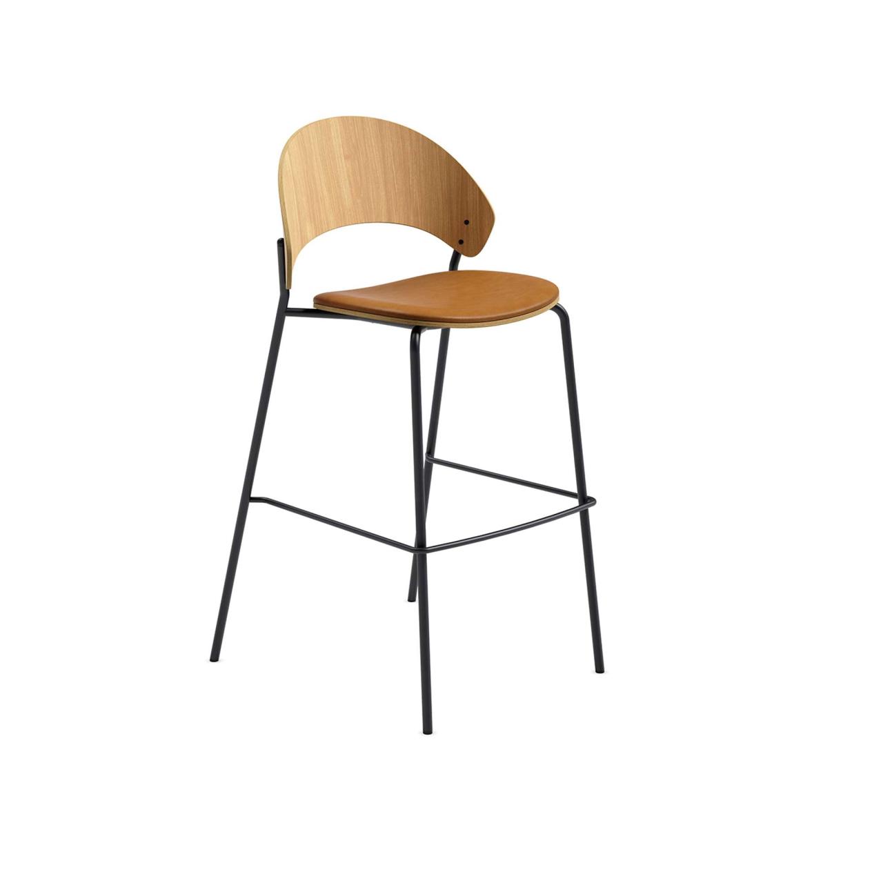 Dosina barstool - 65 cm - Oiled oak w. cognac leather upholster