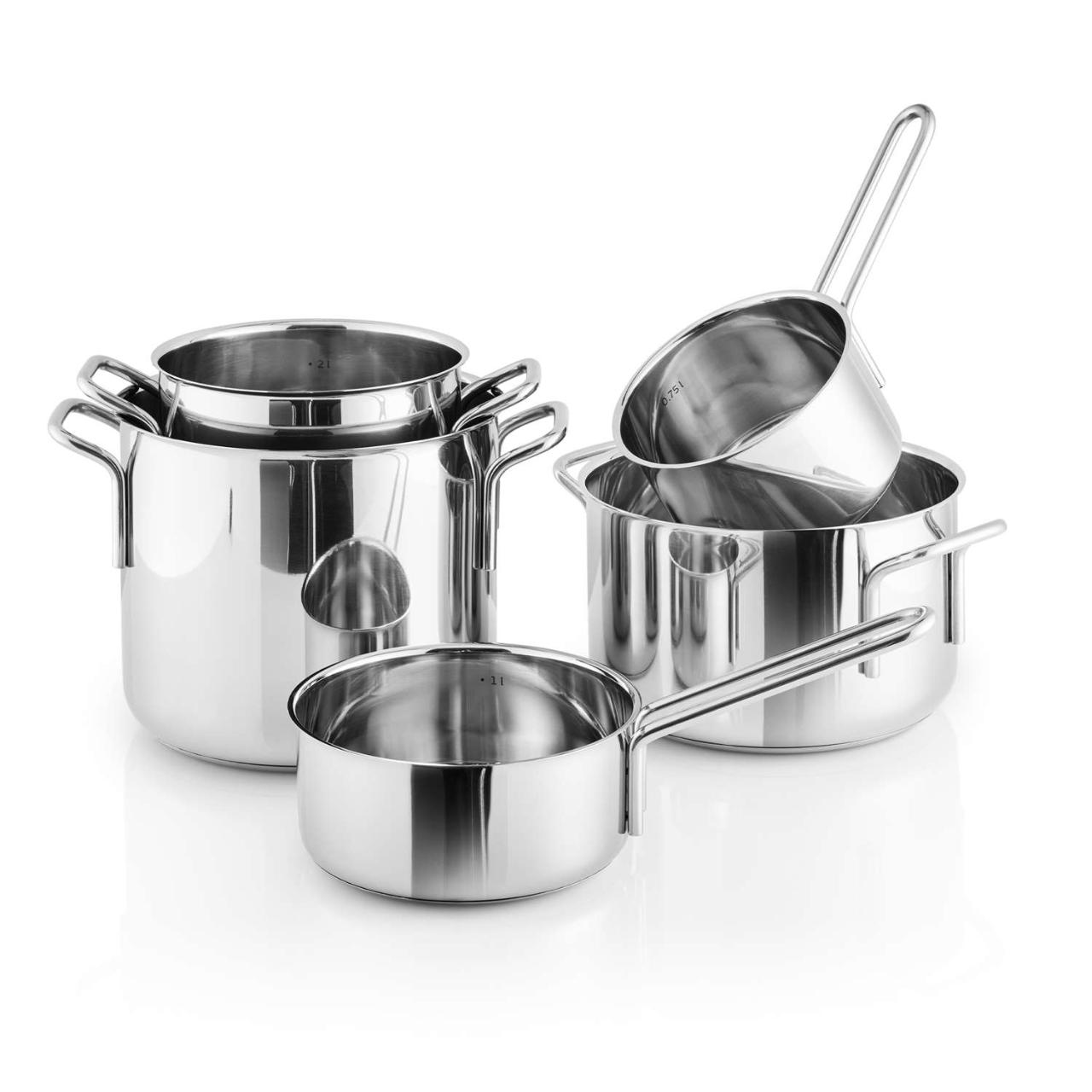 Stainless Steel Grydesæt 5 stk. 1,1 l 1,3 l 2,2 l 3,6 l 4,8 l