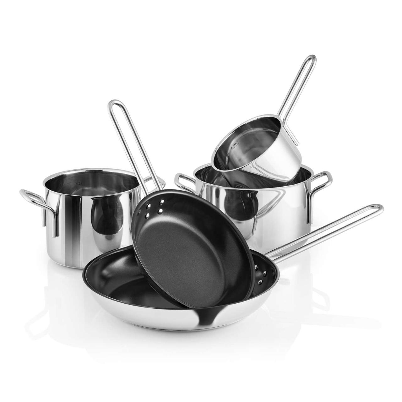 Stainless Steel Gryde og pandesæt 5 stk. Ø20 cm Ø28 cm 1,1 l 2,2 l 3,6 l