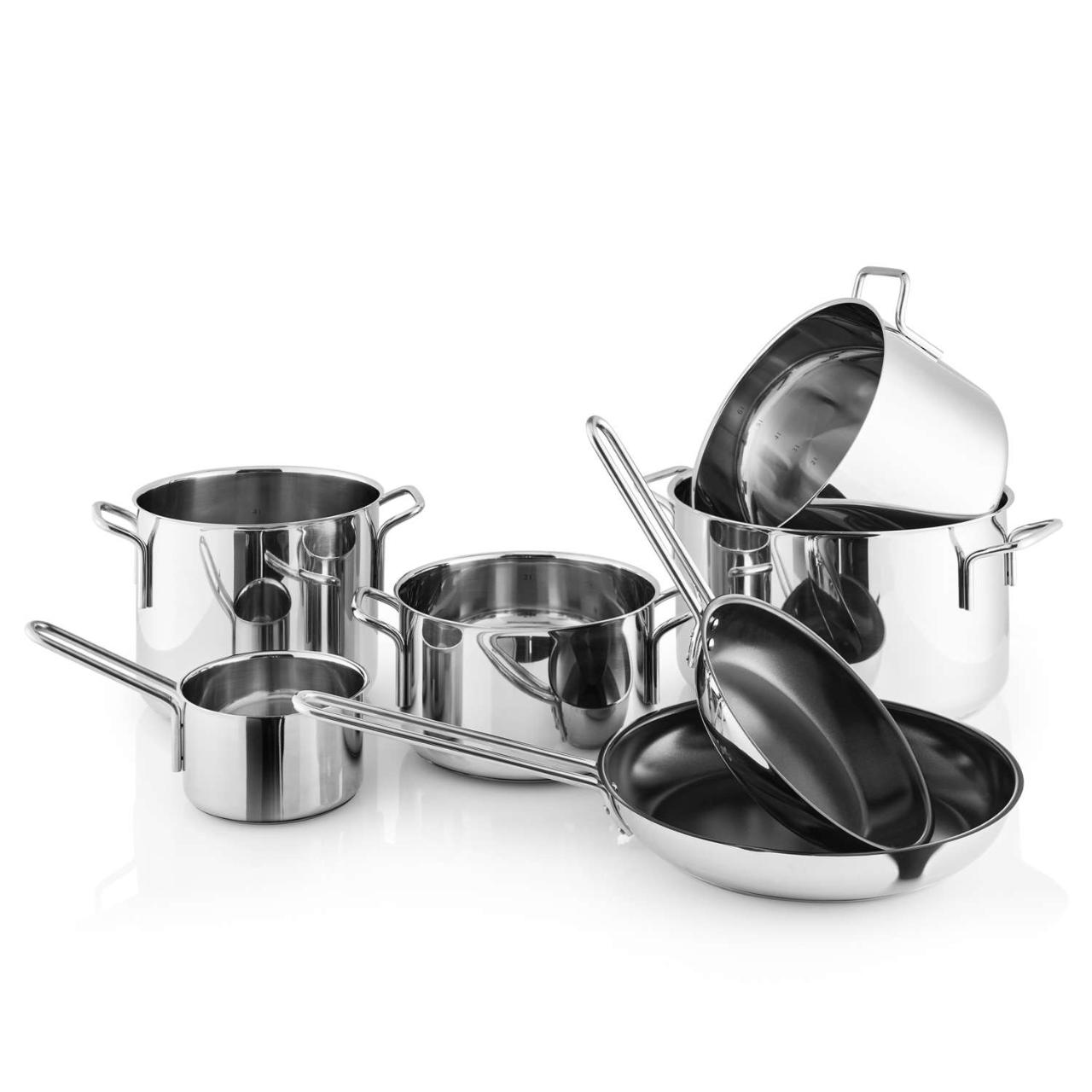 Stainless Steel Gryde og pandesæt 7 stk. Ø20 cm Ø28 cm 1,1 l 3,6 l 4,8 l 6,5 l 9 l