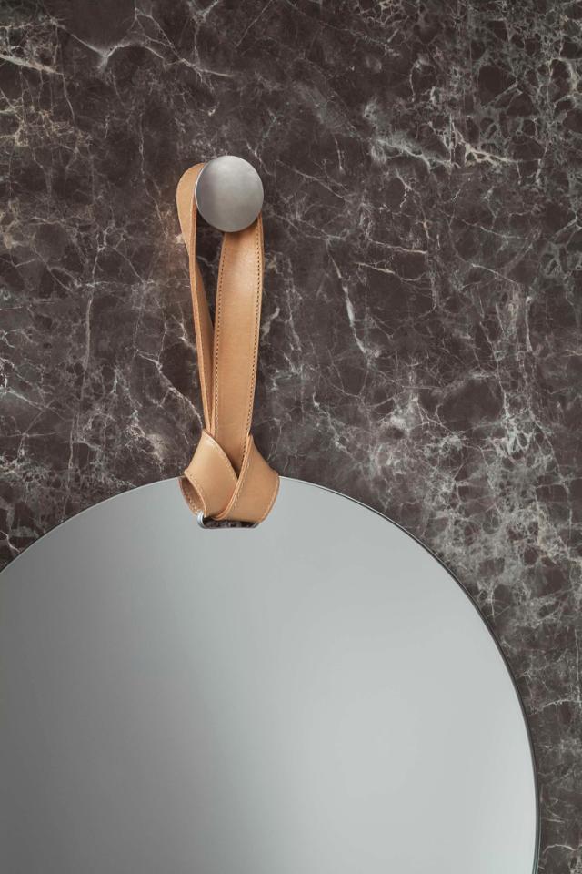 Rope mirror - Ø50 cm - with leather strap