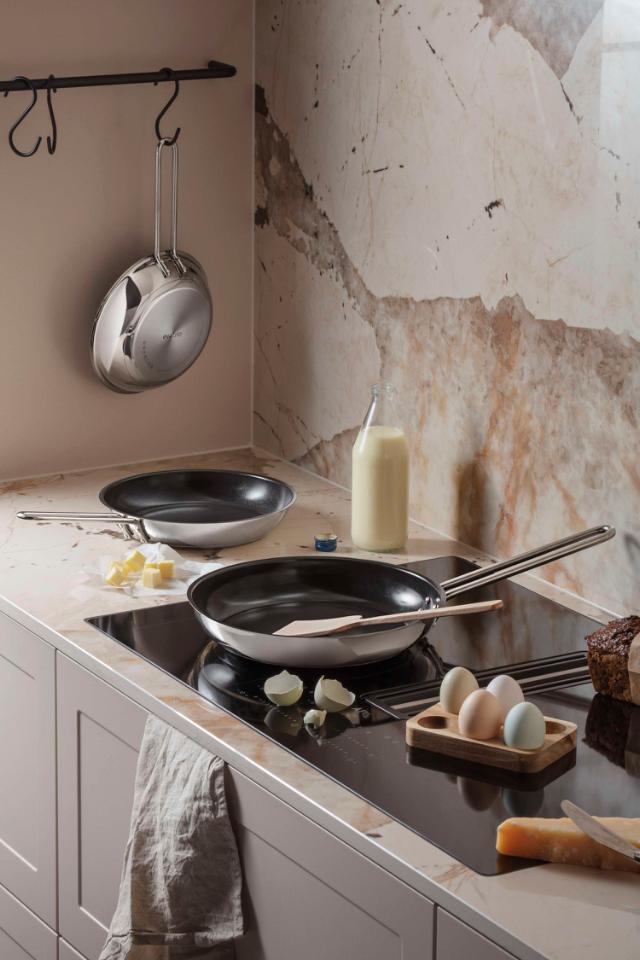 Stainless steel poêle à frire - 28 cm - céramique Slip-Let®️ antiadhésif