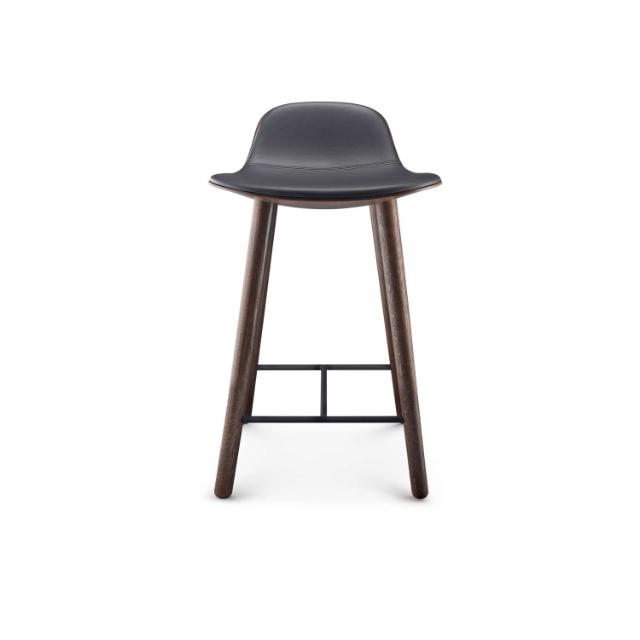 Yuuga barstool - Smoked oak w. black leather - 65 cm