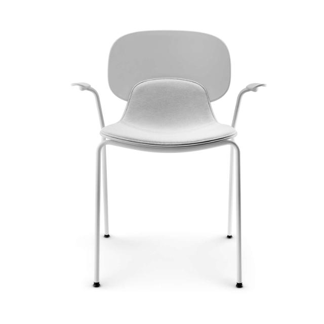Combo semi-cushioned dining chair - Grey - with armrest