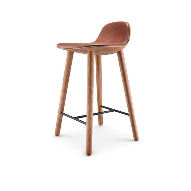 Yuuga barstol - Olieret eg m. cognac læder - 65 cm