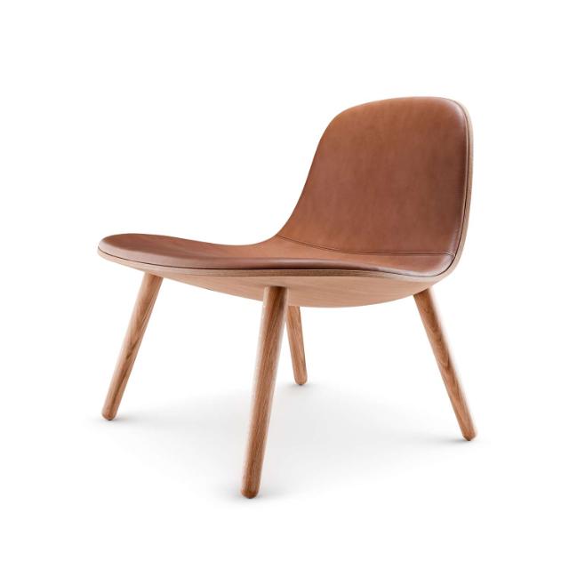 YUUGA lounge chair - Nature oak/Cognac leather