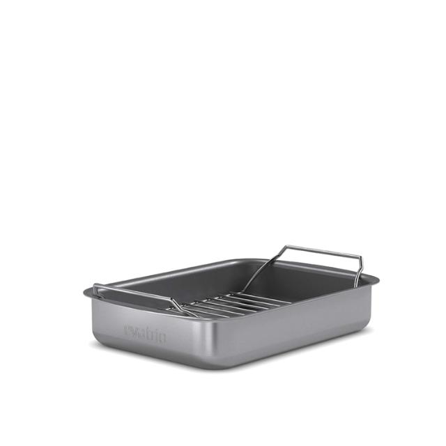 Professional roasting pan with rack - 26x19 cm - ceramic Slip-Let® coating