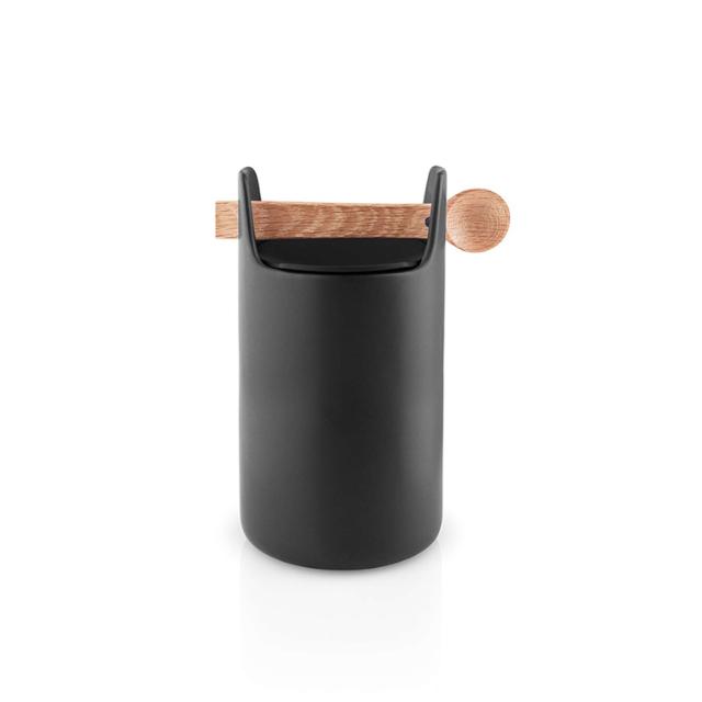 Toolbox opbevaringskrukke - 20 cm - med låg og ske, sort