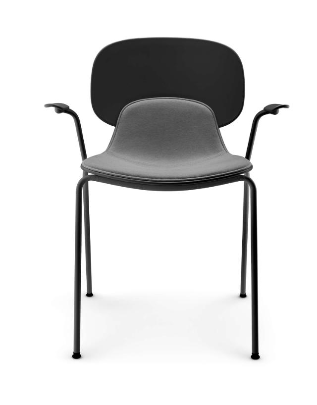 Combo semi-cushioned dining chair - Black - with armrest