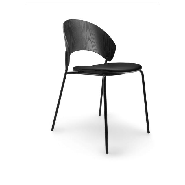 Dosina dining chair - Black oak w. black leather upholster