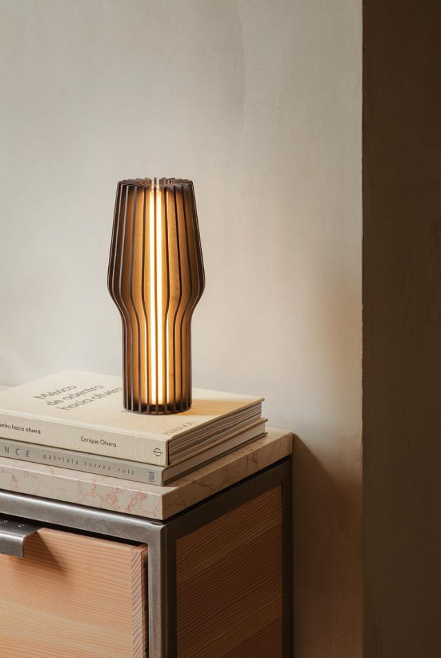 Radiant LED lamp - Rechargeable - Smoked oak