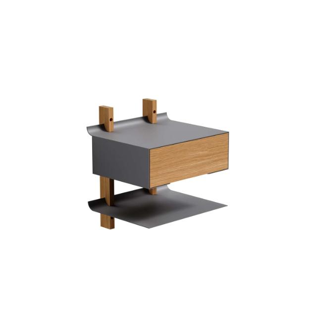 Smile Bedside Table Shelf - Oak/Grey