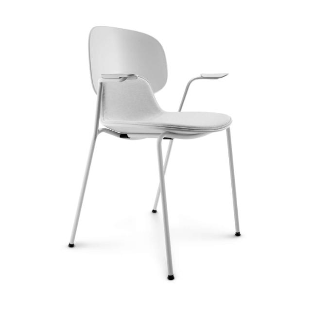 Combo semi-cushioned dining chair - Grey - with armrest