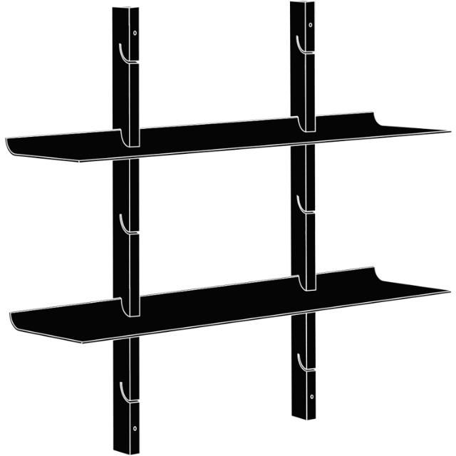 Smile shelves - 80x20 cm - Black - 2 pcs.