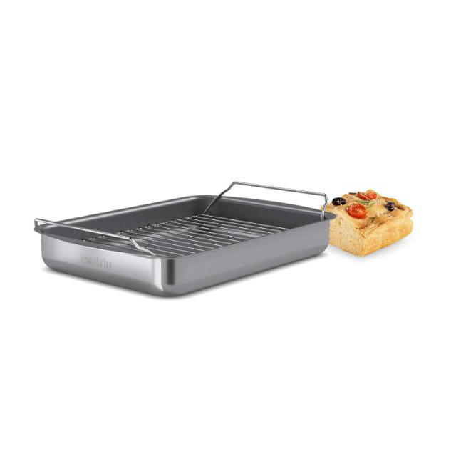Professional roasting pan with rack - 35x25 cm - ceramic Slip-Let® coating