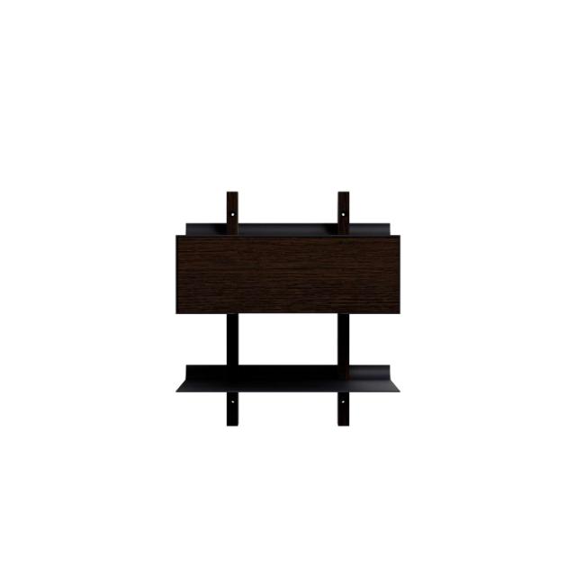Smile Bedside Table Shelf - Smoked Oak/Black