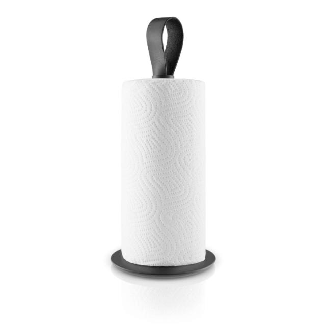 Kitchen roll holder - Black - with leather strap