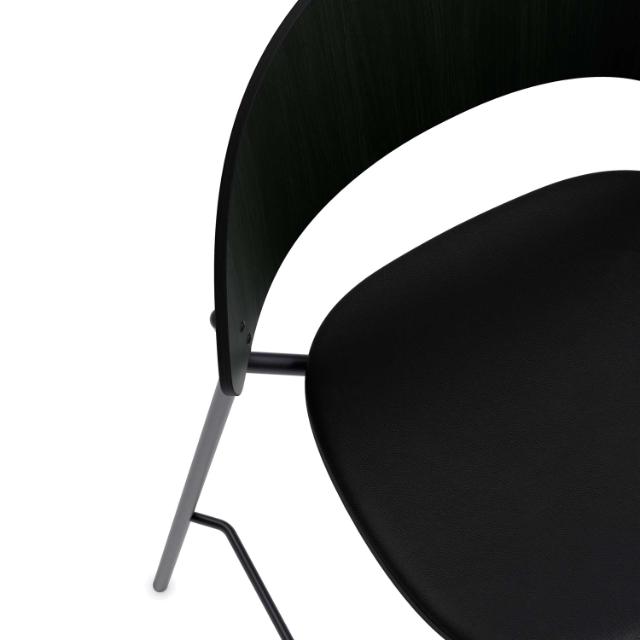 Dosina barstool - 75 cm - Black oak w. black leather upholster