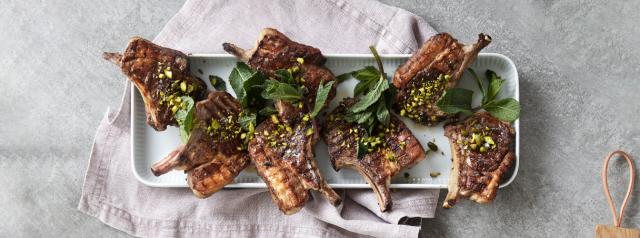 Grilled lamb chops with warm courgette salad
