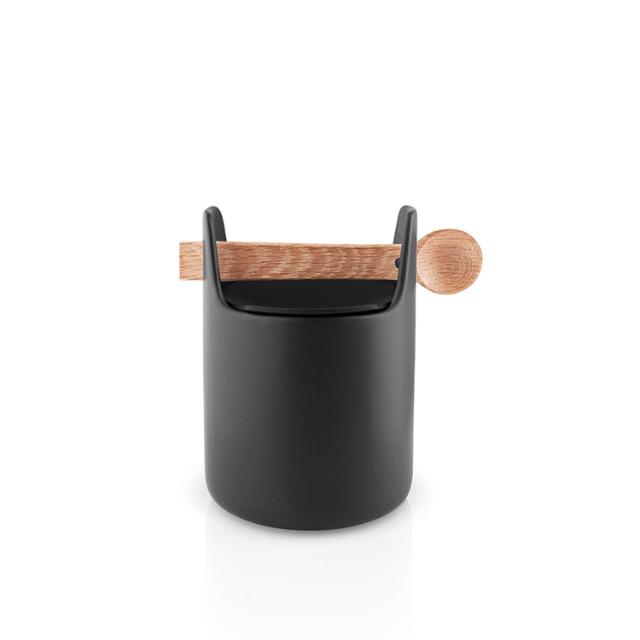 Toolbox opbevaringskrukke - 15 cm - med låg og ske, sort